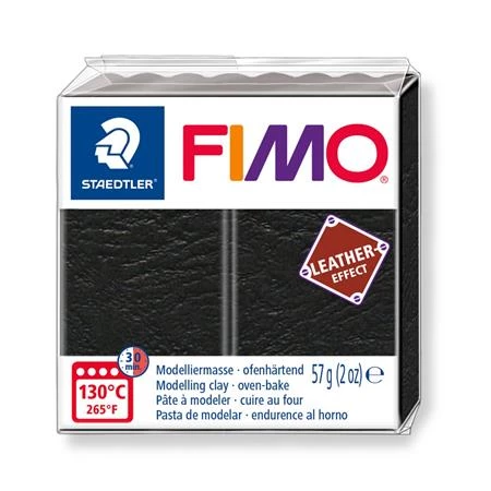 Gyurma süthető FIMO Leather Effect 57 gr, fekete