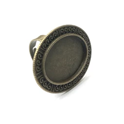 Gyűrűalap ovális inda minta 35x27mm antik réz 1db