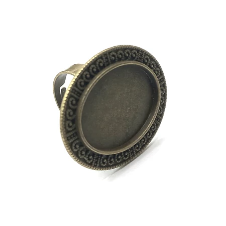 Gyűrűalap ovális inda minta 35x27mm antik réz 1db