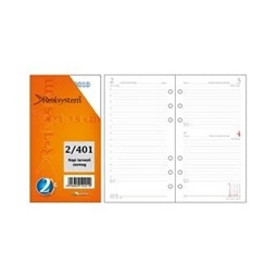 Gyűrűs kalendárium betétlap Real 2/401 M naptár betétlap, napi beosztású, 1 lap-1nap, fehér, Lapméret: 9,5x17cm