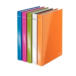 Gyűrűskönyv, 4 gyűrűs, A/4 40mm gerinc, LEITZ Wow karton, lakkfényű, D alakú, maxi, kék