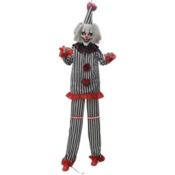 Halloween dekoráció Bohóc óriás figura beszélő, mozgó LED-es műanyag, textil 160x20x250 cm szürke, piros