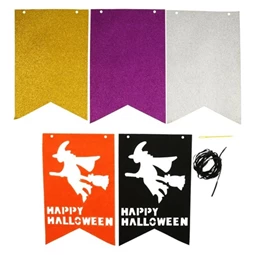 Halloween dekoráció girland boszorkánnyal papír 25 cm narancssárga, fekete