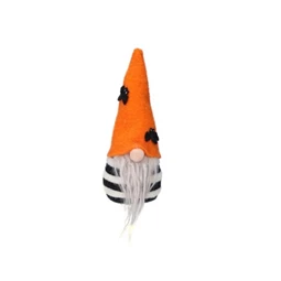 Halloween dekoráció manó textil 20 cm narancs