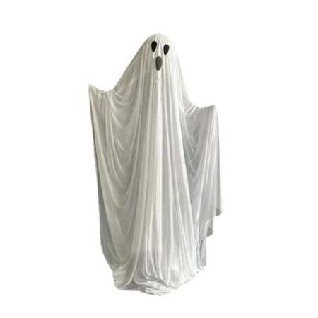 Halloween dekoráció szellem óriás figura hangot adó, mozgó LED-es műanyag, textil 110x17x183 cm fehér