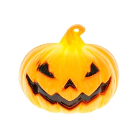 Halloween dekoráció tök LED-es műanyag 6 cm narancssárga