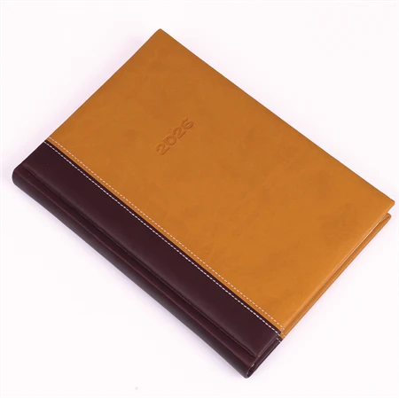 Határidőnapló 2026 A/5 napi REAL Linett barna-mustár