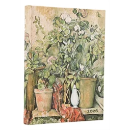Határidőnapló 2026 Paper Blanks midi napi keményfedeles gumis Cezanne Terracotta Pots and Flowers