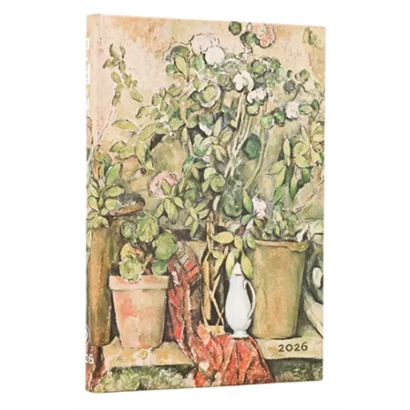 Határidőnapló 2026 Paper Blanks mini heti keményfedeles gumis Cezanne Terracotta Pots and Flowers