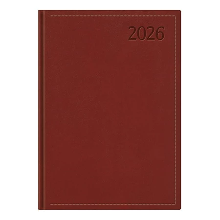 Határidőnapló 2026 heti A/5 TOPTIMER Traditional T015 fehér lapos bordó