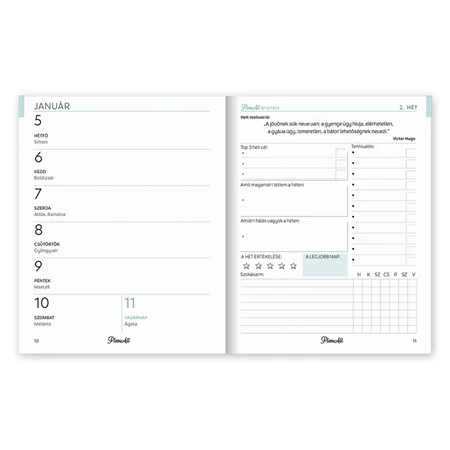 Határidőnapló 2026 heti A/6 PLANALL Mini keményfedelű aranyozott New year