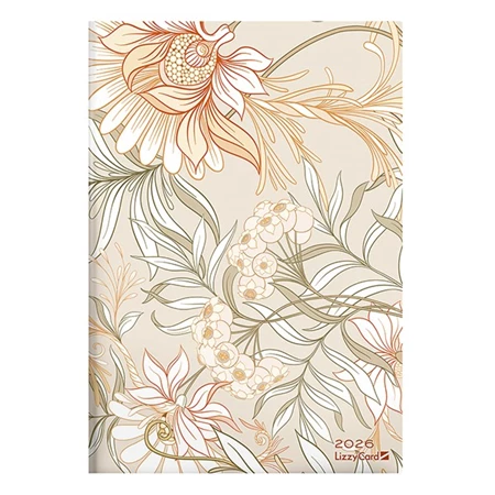 Határidőnapló 2026 heti B/5 LIZZY szivacsos Beige flowers