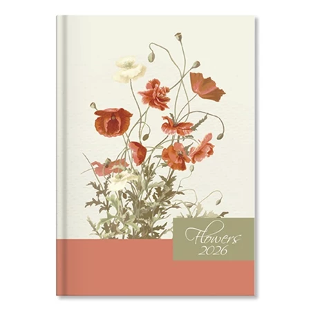 Határidőnapló 2026 heti B/5 Period Flowers papír Beige