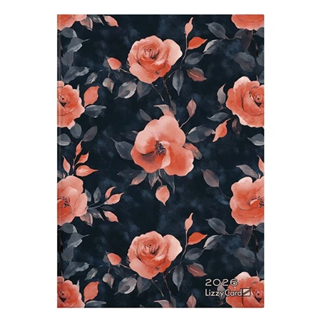 Határidőnapló 2026 heti B/6 LIZZY keménytáblás Night roses