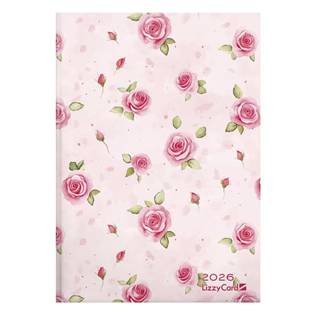 Határidőnapló 2026 heti B/6 LIZZY keménytáblás Pink roses