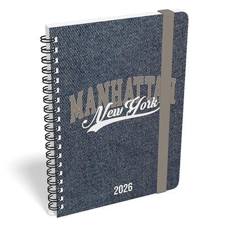 Határidőnapló 2026 heti B/6 LIZZY heti spirálozott gumis Manhattan New York