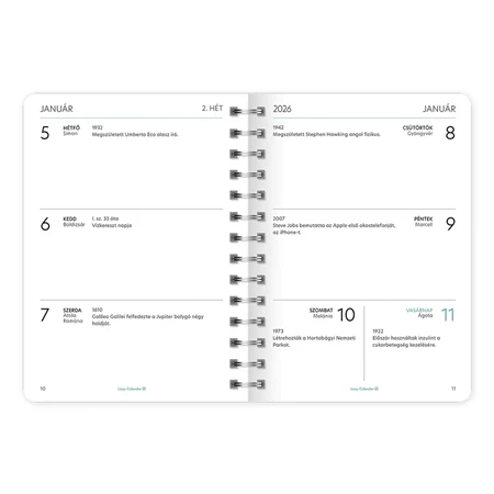 Határidőnapló 2026 heti B/6 LIZZY heti spirálozott gumis Manhattan New York