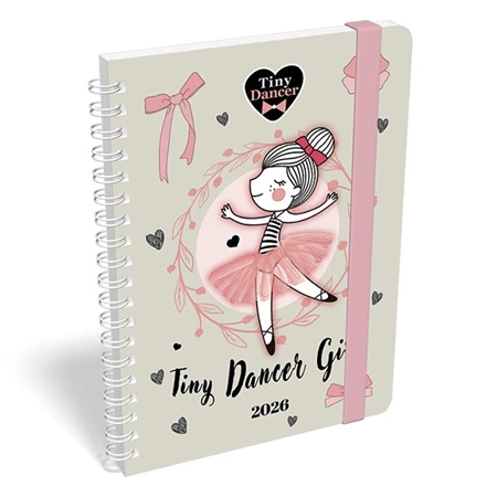 Határidőnapló 2026 heti B/6 LIZZY spirálozott gumis Tiny dancer lovely ballerina