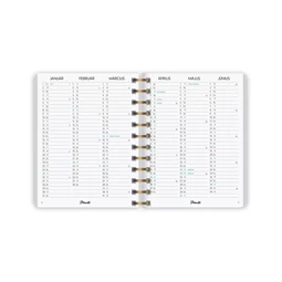 Határidőnapló 2026 heti B/6 PLANALL Midi spirálos keményfedelű gumis Pink