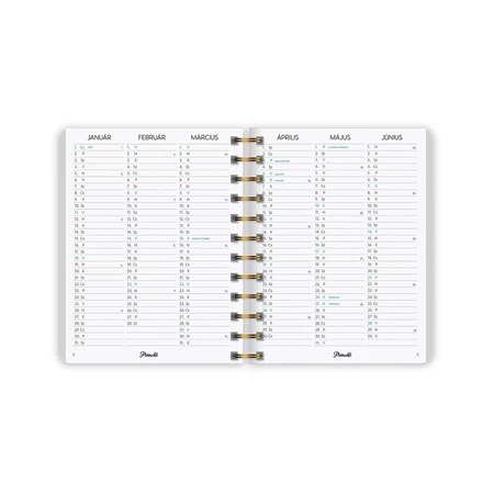 Határidőnapló 2026 heti B/6 PLANALL Midi spirálos keményfedelű gumis Pink