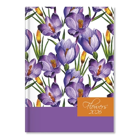 Határidőnapló 2026 heti B/6 Period Flowers papírPurple