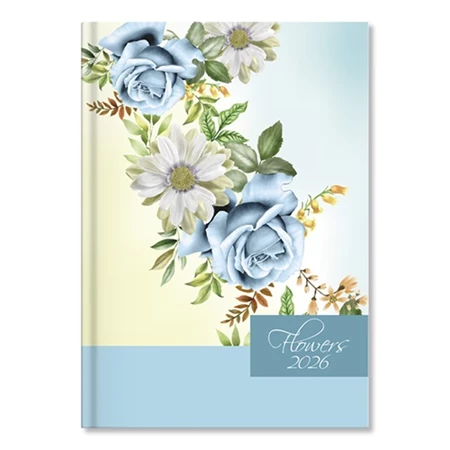 Határidőnapló 2026 heti B/6 Period Flowers papír Blue