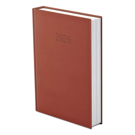 Határidőnapló 2026 napi A/4 TOPTIMER Wide W024 fehér lapos bordó, külön oldalakon a szombat és vasárnap