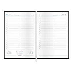 Határidőnapló 2026 napi A/4 TOPTIMER Wide W024 fehér lapos kék,  külön oldalakon a szombat és vasárnap