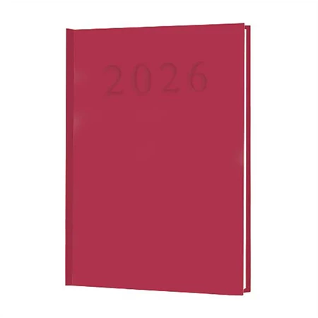 Határidőnapló 2026 napi A/5 fehér lapokkal,  bordó borító