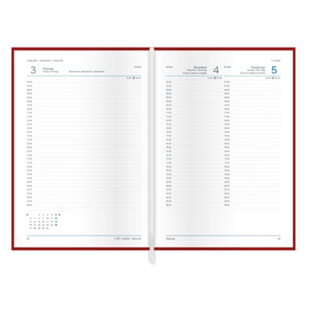 Határidőnapló 2026 napi A/5 TOPTIMER Linea L021 fehér lapos türkiz