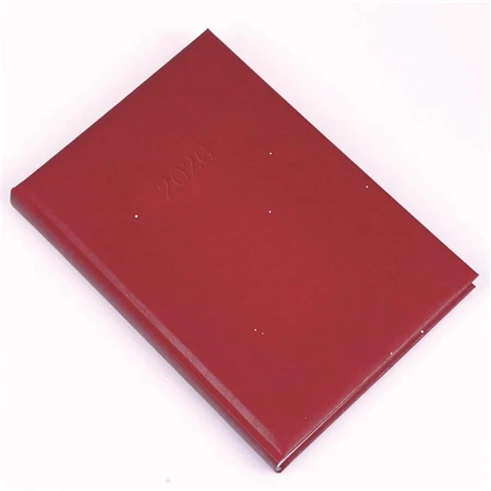 Határidőnapló 2026 napi REAL B/5 Standard bordó fényes, kellemes tapintású műbőr borítás