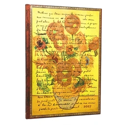 Határidőnapló 2027 Paper Blanks grande heti vertikális gumis Van Gogh, Sunflowers