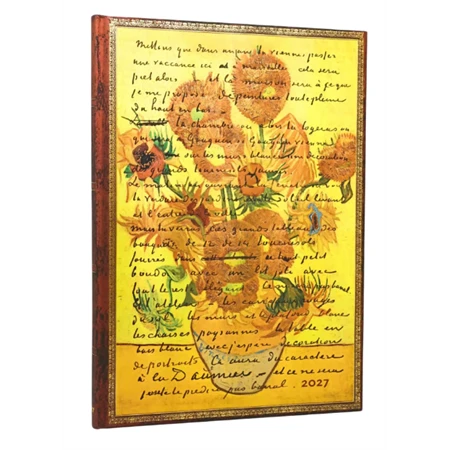 Határidőnapló 2027 Paper Blanks grande heti vertikális gumis Van Gogh, Sunflowers