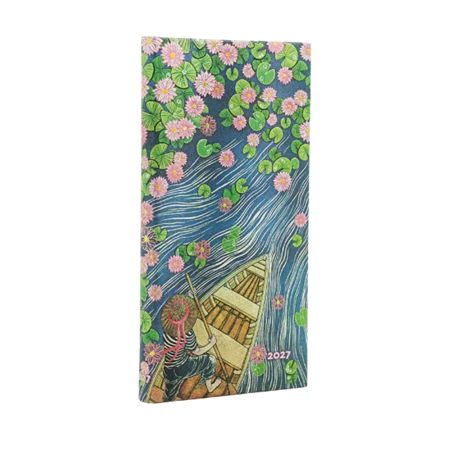 Határidőnapló 2027 Paper Blanks slim heti keményfedeles gumis Lotus River