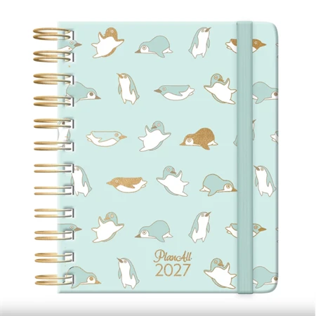 Határidőnapló 2027 heti 135x170mm PLANALL MIDI spirálos, 224 oldal, Penguin
