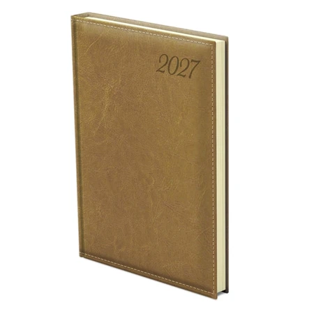 Határidőnapló 2027 heti B/5 TOPTIMER Image I011 mustár magas fényű bőrhatású, félórás chamois belső lapokkal