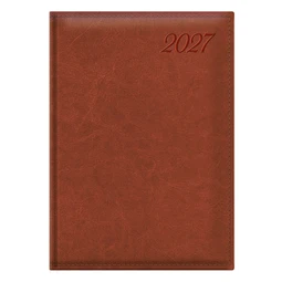 Határidőnapló 2027 heti B/5 TOPTIMER Image I011 vörösesbarna magas fényű bőrhatású, félórás chamois belső lapokkal