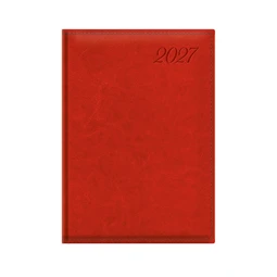 Határidőnapló 2027 heti B/5 TOPTIMER Image I011 piros magas fényű bőrhatású, félórás chamois belső lapokkal