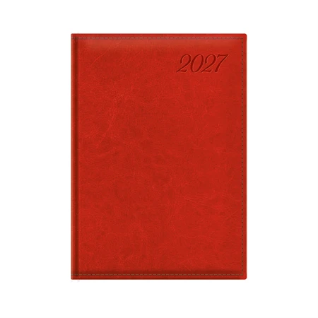 Határidőnapló 2027 heti B/5 TOPTIMER Image I011 piros magas fényű bőrhatású, félórás chamois belső lapokkal