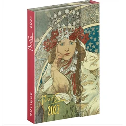 Határidőnapló 2027 heti REAL 11x16cm mágnessel záródó Alponse Mucha