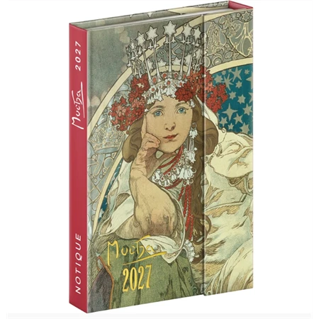 Határidőnapló 2027 heti REAL 11x16cm mágnessel záródó Alponse Mucha