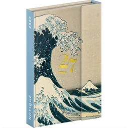 Határidőnapló 2027 heti REAL 11x16cm mágnessel záródó Katshusika Hokusai