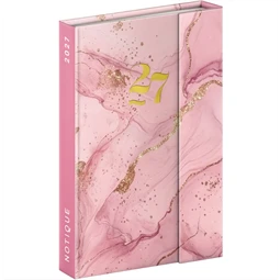 Határidőnapló 2027 heti REAL 11x16cm mágnessel záródó Pink Marble
