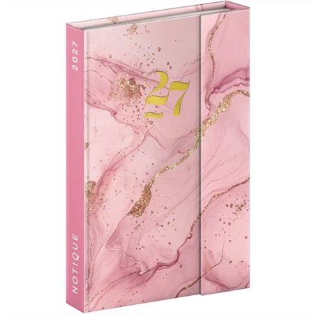 Határidőnapló 2027 heti REAL 11x16cm mágnessel záródó Pink Marble