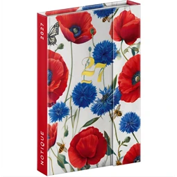 Határidőnapló 2027 heti REAL 11x16cm mágnessel záródó Poppies