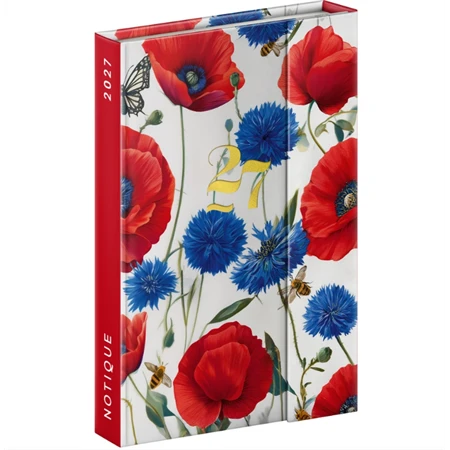Határidőnapló 2027 heti REAL 11x16cm mágnessel záródó Poppies