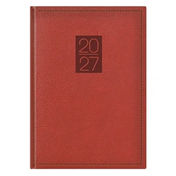 Határidőnapló 2027 napi A/5 TOPTIMER Classic C021 bordó prégelt bőrhatású, félórás chamois belső lapokkal