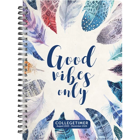 Határidőnapló A/5 2025-2026 Collegetimer, spirálos Good Vibes