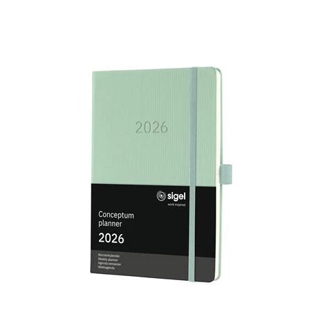 Határidőnaptár 2026 heti SIGEL A/5 kemény borító, Conceptum mentazöld
