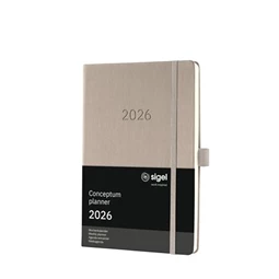 Határidőnaptár 2026 heti SIGEL A/5 kemény borító, Conceptum taupe
